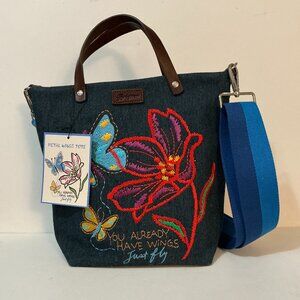 BRIGHTON Petal Wings Tote Butterfly Denim Blue